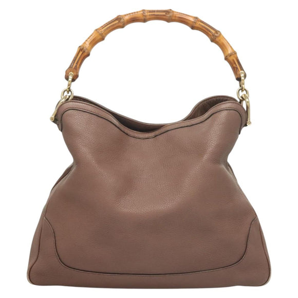 GUCCI Bamboo Hand Bag Leather 2way Pink Gold 282345 Auth ep9020