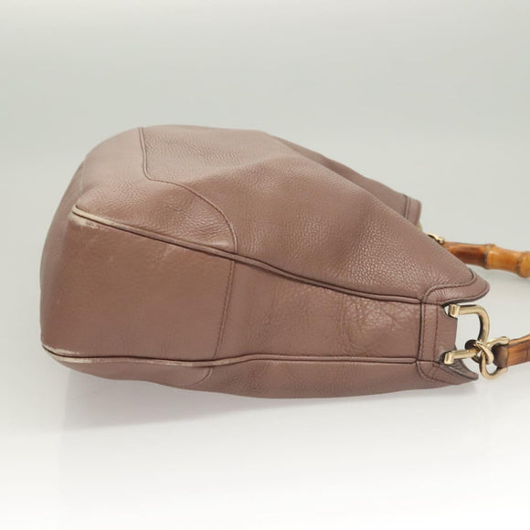 GUCCI Bamboo Hand Bag Leather 2way Pink Gold 282345 Auth ep9020