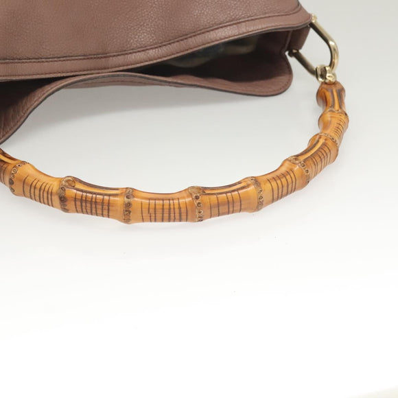 GUCCI Bamboo Hand Bag Leather 2way Pink Gold 282345 Auth ep9020