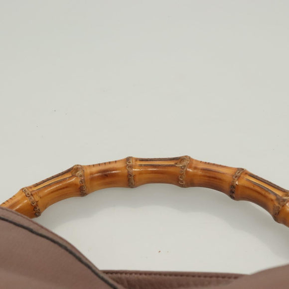 GUCCI Bamboo Hand Bag Leather 2way Pink Gold 282345 Auth ep9020