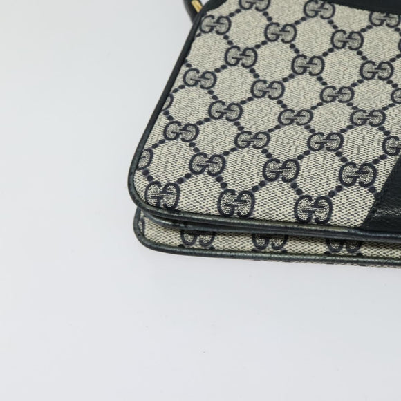 GUCCI GG Supreme Sherry Line Shoulder Bag PVC Navy Gold 904 02 029 Auth ep9030