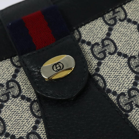 GUCCI GG Supreme Sherry Line Shoulder Bag PVC Navy Gold 904 02 029 Auth ep9030