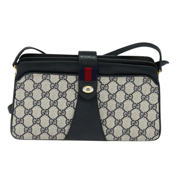 GUCCI GG Supreme Sherry Line Shoulder Bag PVC Navy Gold 904 02 029 Auth ep9030 - 0