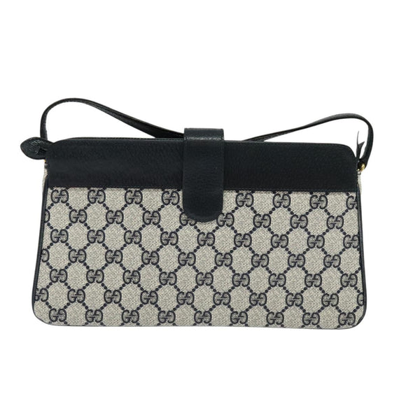 GUCCI GG Supreme Sherry Line Shoulder Bag PVC Navy Gold 904 02 029 Auth ep9030