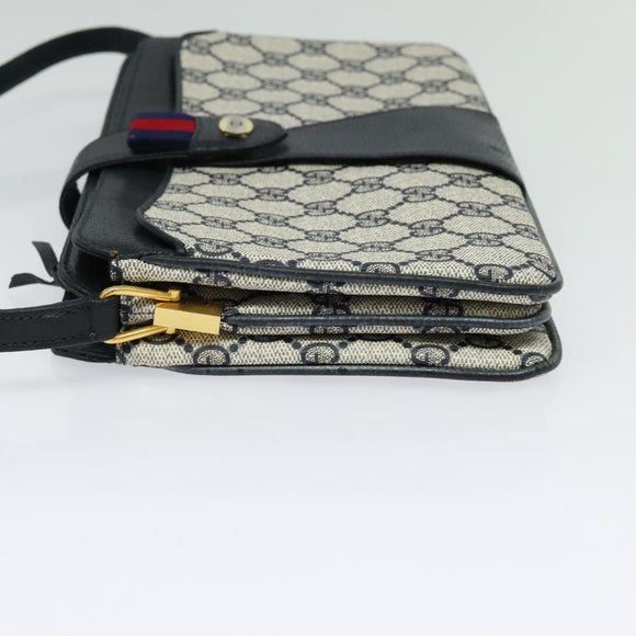 GUCCI GG Supreme Sherry Line Shoulder Bag PVC Navy Gold 904 02 029 Auth ep9030