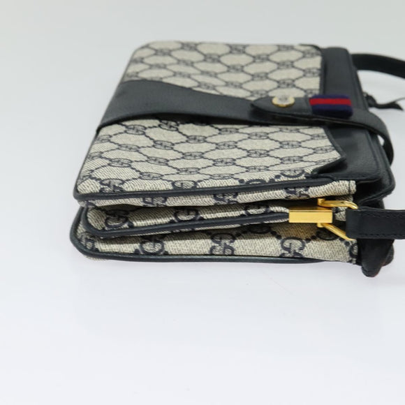 GUCCI GG Supreme Sherry Line Shoulder Bag PVC Navy Gold 904 02 029 Auth ep9030