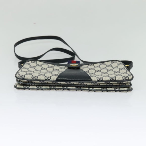 GUCCI GG Supreme Sherry Line Shoulder Bag PVC Navy Gold 904 02 029 Auth ep9030