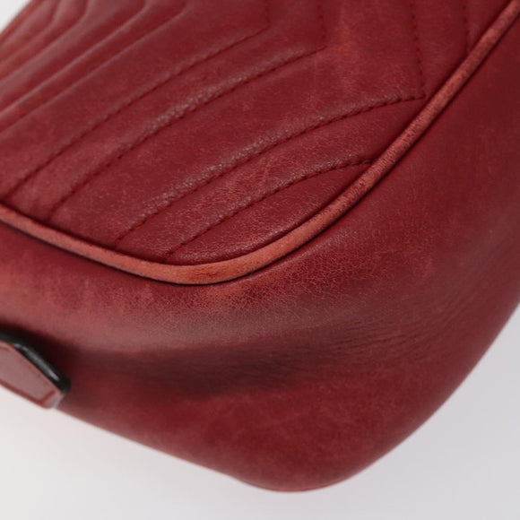 GUCCI GG Marmont Chain Shoulder Bag Leather Red Gold 447632 Auth ep9033