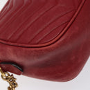 GUCCI GG Marmont Chain Shoulder Bag Leather Red Gold 447632 Auth ep9033-13