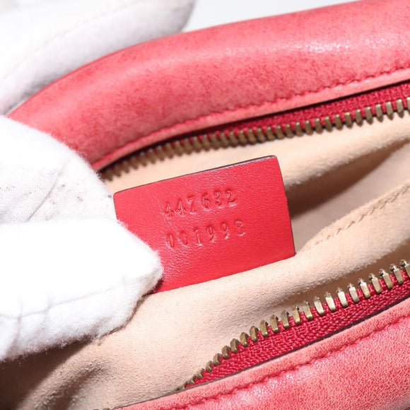 GUCCI GG Marmont Chain Shoulder Bag Leather Red Gold 447632 Auth ep9033