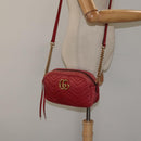 GUCCI GG Marmont Chain Shoulder Bag Leather Red Gold 447632 Auth ep9033-21
