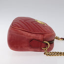 GUCCI GG Marmont Chain Shoulder Bag Leather Red Gold 447632 Auth ep9033-4