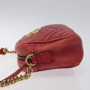 GUCCI GG Marmont Chain Shoulder Bag Leather Red Gold 447632 Auth ep9033-5