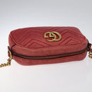 GUCCI GG Marmont Chain Shoulder Bag Leather Red Gold 447632 Auth ep9033-6
