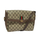 GUCCI GG Supreme Web Sherry Line Bag PVC Beige Gold 164 02 084 Auth ep9049-1