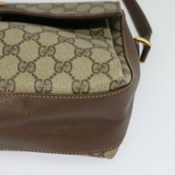 GUCCI GG Supreme Web Sherry Line Bag PVC Beige Gold 164 02 084 Auth ep9049