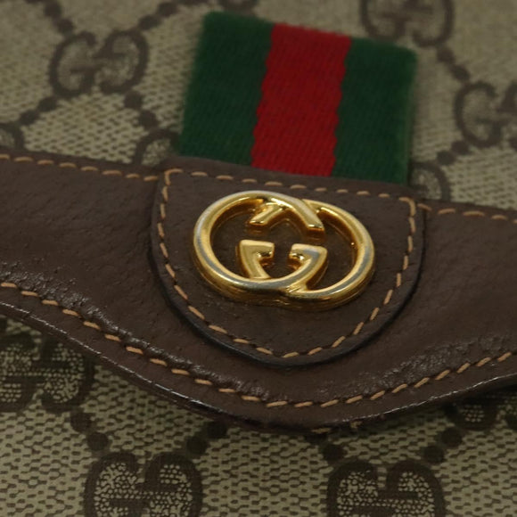 GUCCI GG Supreme Web Sherry Line Bag PVC Beige Gold 164 02 084 Auth ep9049