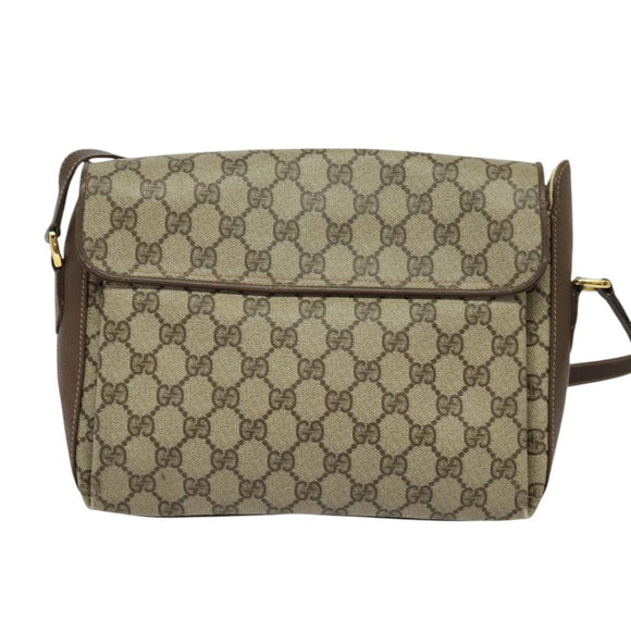 GUCCI GG Supreme Web Sherry Line Bag PVC Beige Gold 164 02 084 Auth ep9049
