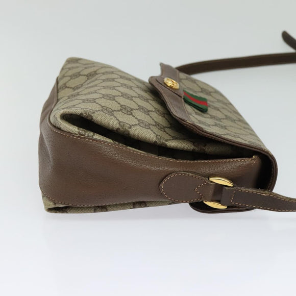 GUCCI GG Supreme Web Sherry Line Bag PVC Beige Gold 164 02 084 Auth ep9049