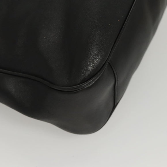 GUCCI Bamboo Hand Bag Leather Black Gold 001 0166 Auth ep9050