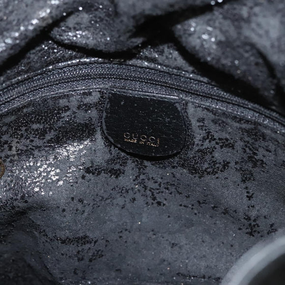 GUCCI Bamboo Hand Bag Leather Black Gold 001 0166 Auth ep9050