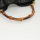 GUCCI Bamboo Hand Bag Leather Black Gold 001 0166 Auth ep9050-7