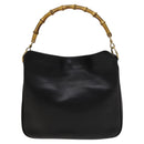 GUCCI Bamboo Hand Bag Leather 2way Black Gold 001 1638 Auth ep9053-13
