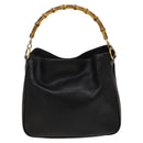 GUCCI Bamboo Hand Bag Leather 2way Black Gold 001 1638 Auth ep9053-2