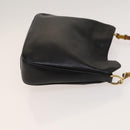 GUCCI Bamboo Hand Bag Leather 2way Black Gold 001 1638 Auth ep9053-3