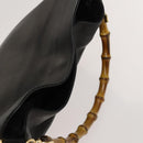 GUCCI Bamboo Hand Bag Leather 2way Black Gold 001 1638 Auth ep9053-6