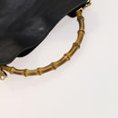 GUCCI Bamboo Hand Bag Leather 2way Black Gold 001 1638 Auth ep9053-7