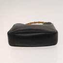 GUCCI Bamboo Hand Bag Leather 2way Black Gold 001 1638 Auth ep9053-5