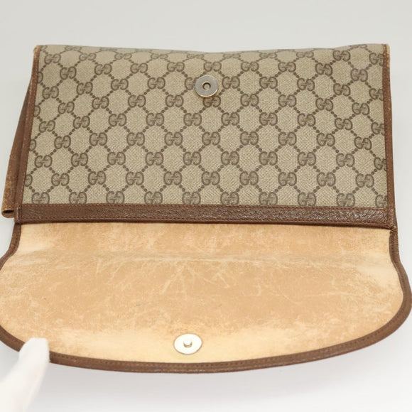 GUCCI GG Supreme Web Sherry Line Clutch Bag PVC Beige 89 01 031 Auth ep9056