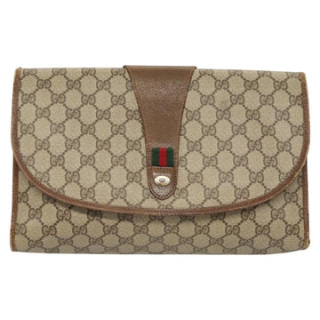 GUCCI GG Supreme Web Sherry Line Clutch Bag PVC Beige 89 01 031 Auth ep9056 - 0