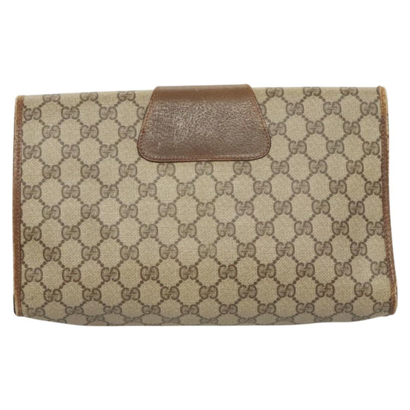 GUCCI GG Supreme Web Sherry Line Clutch Bag PVC Beige 89 01 031 Auth ep9056