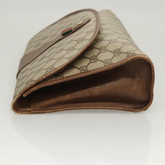 GUCCI GG Supreme Web Sherry Line Clutch Bag PVC Beige 89 01 031 Auth ep9056