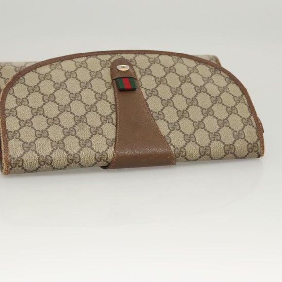 GUCCI GG Supreme Web Sherry Line Clutch Bag PVC Beige 89 01 031 Auth ep9056
