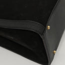 GUCCI Bamboo Hand Bag Suede Black Gold Auth ep9059-9