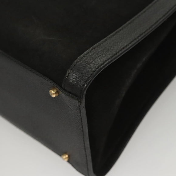 GUCCI Bamboo Hand Bag Suede Black Gold Auth ep9059