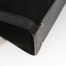 GUCCI Bamboo Hand Bag Suede Black Gold Auth ep9059-15