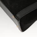 GUCCI Bamboo Hand Bag Suede Black Gold Auth ep9059-16