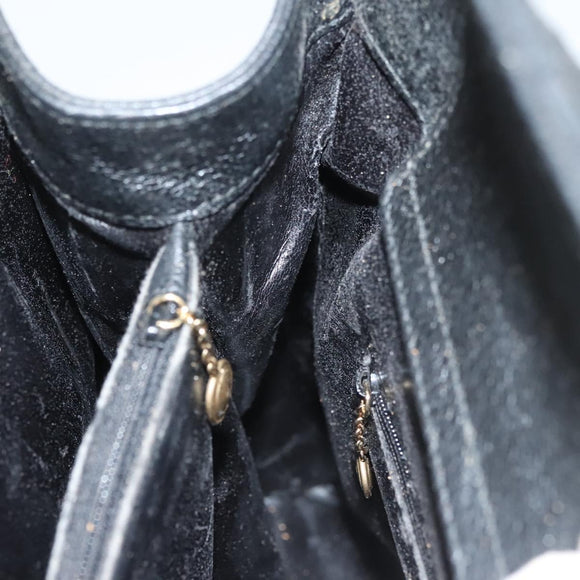 GUCCI Bamboo Hand Bag Suede Black Gold Auth ep9059