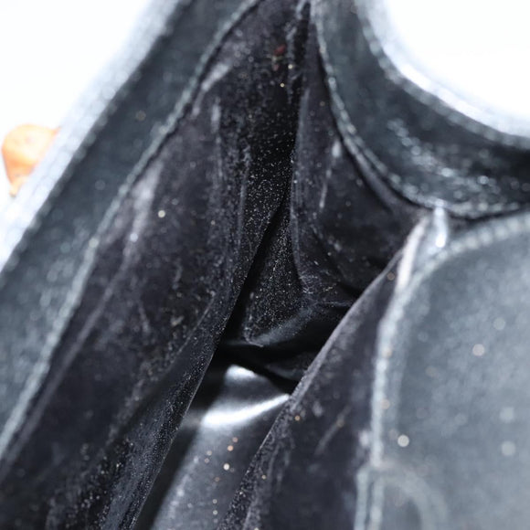 GUCCI Bamboo Hand Bag Suede Black Gold Auth ep9059