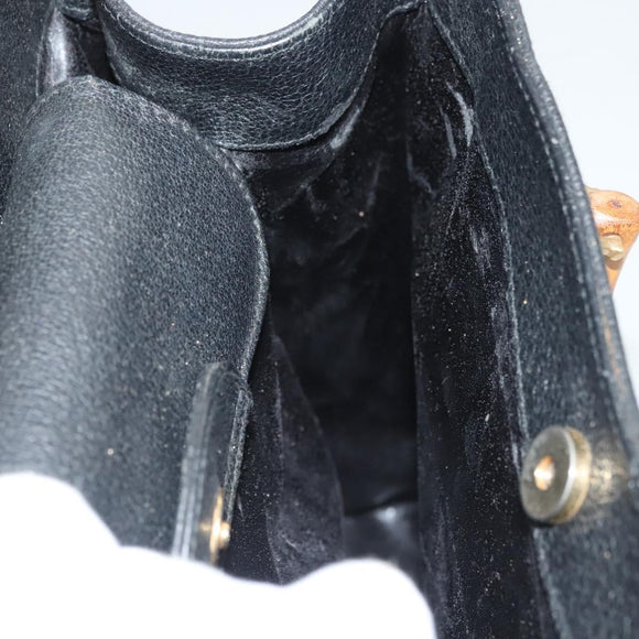 GUCCI Bamboo Hand Bag Suede Black Gold Auth ep9059