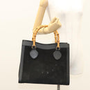 GUCCI Bamboo Hand Bag Suede Black Gold Auth ep9059-26