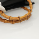 GUCCI Bamboo Hand Bag Suede Black Gold Auth ep9059-7