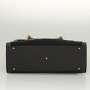 GUCCI Bamboo Hand Bag Suede Black Gold Auth ep9059-5