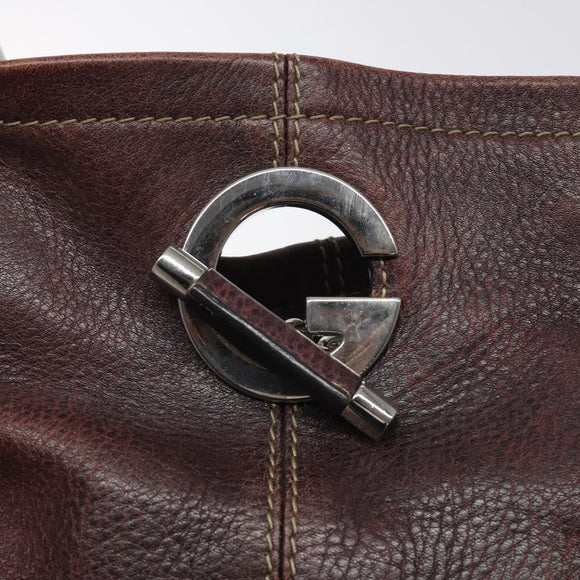 GUCCI Shoulder Bag Leather Brown Silver 247400 Auth ep9062