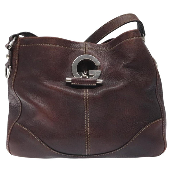 GUCCI Shoulder Bag Leather Brown Silver 247400 Auth ep9062