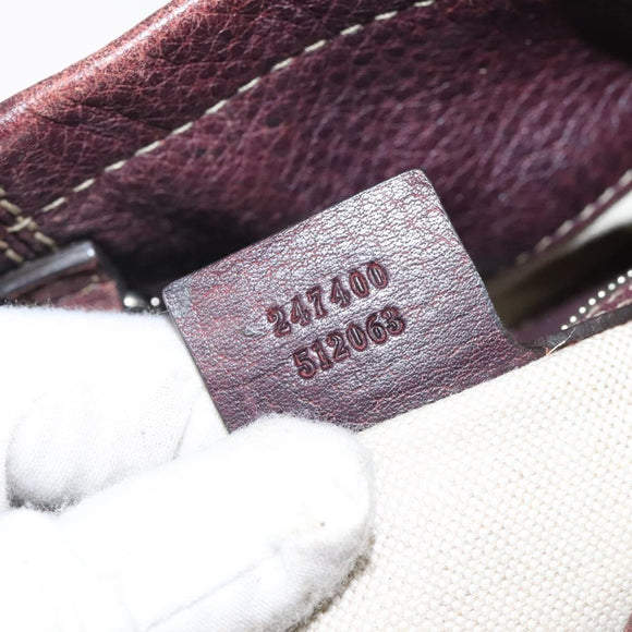 GUCCI Shoulder Bag Leather Brown Silver 247400 Auth ep9062